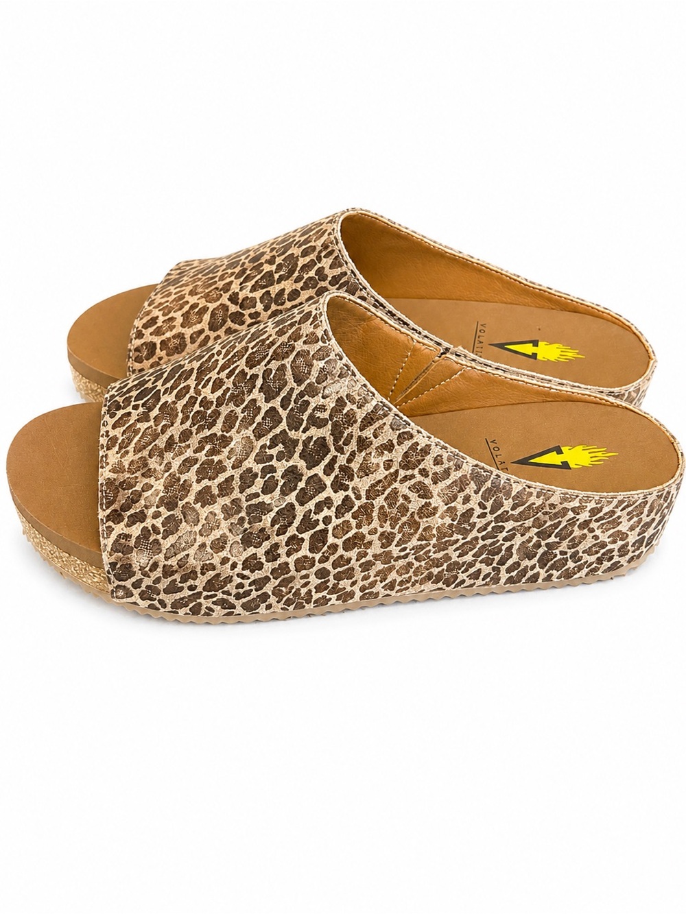 Volatile Wren Leopard Print Platform Slide Mules Sandals
